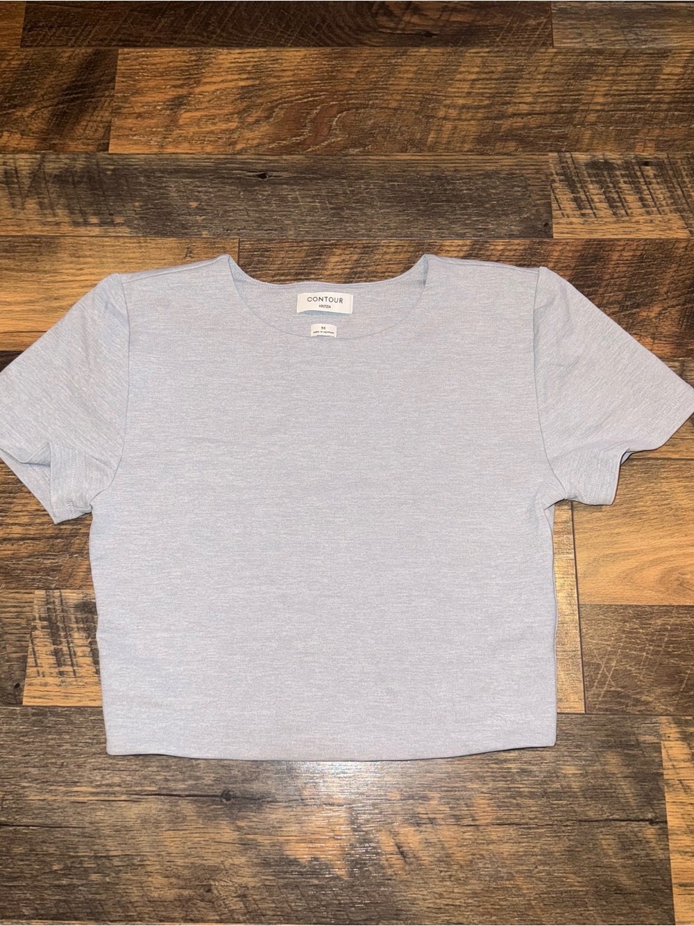 Aritzia Light Gray Short Sleeve Cropped Crewneck Tee